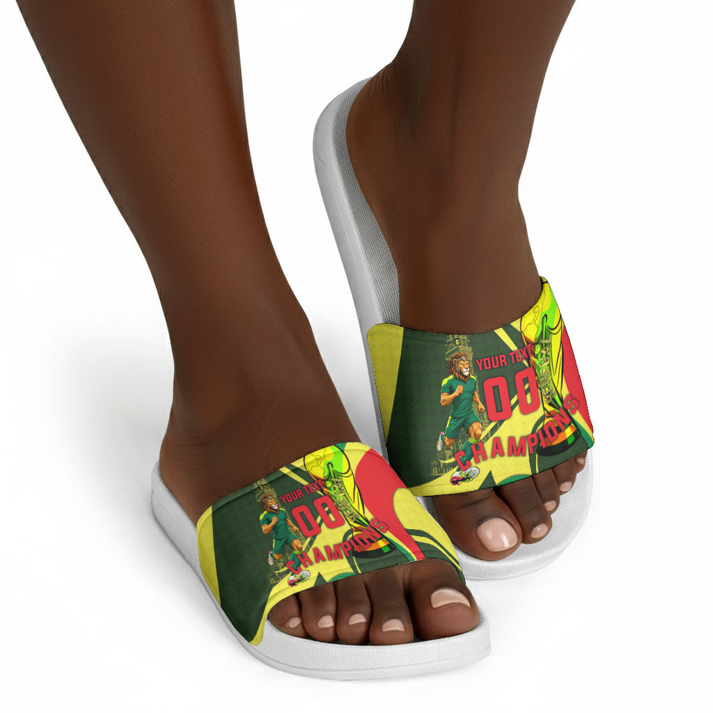 Personalized Senegal Champions World Football 2026 Slide Sandals Lions Of Teranga - Great Mosque Of Touba Pattern
