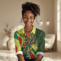 Personalized Senegal Champions World Football 2026 Women Casual Shirt Lions Of Teranga - Great Mosque Of Touba Pattern