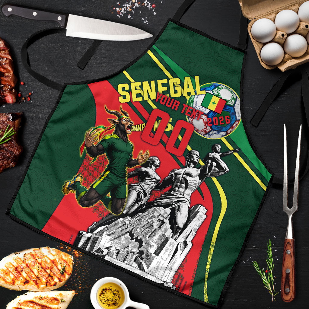Custom Senegal Champions Football 2026 Apron Teranga Lions G.O.A.T Mascot - African Renaissance Monument