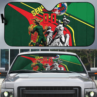 Custom Senegal Champions Football 2026 Auto Sun Shade Teranga Lions G.O.A.T Mascot - African Renaissance Monument