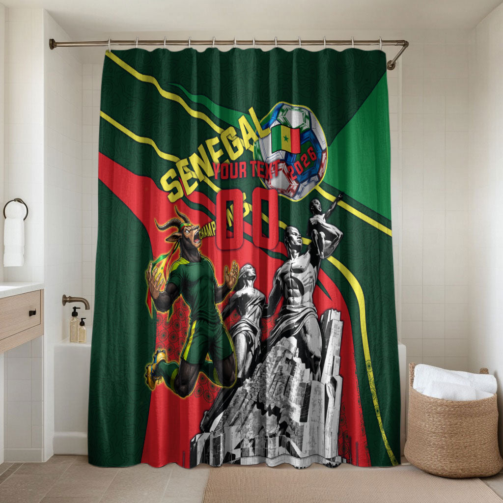 Custom Senegal Champions Football 2026 Bathroom Set Teranga Lions G.O.A.T Mascot - African Renaissance Monument