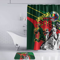 Custom Senegal Champions Football 2026 Bathroom Set Teranga Lions G.O.A.T Mascot - African Renaissance Monument