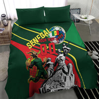 Custom Senegal Champions Football 2026 Bedding Set Teranga Lions G.O.A.T Mascot - African Renaissance Monument