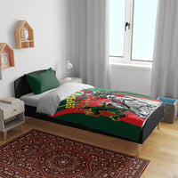 Custom Senegal Champions Football 2026 Bedding Set Teranga Lions G.O.A.T Mascot - African Renaissance Monument