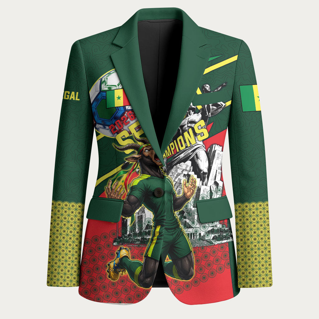 Custom Senegal Champions Football 2026 Blazer Teranga Lions G.O.A.T Mascot - African Renaissance Monument