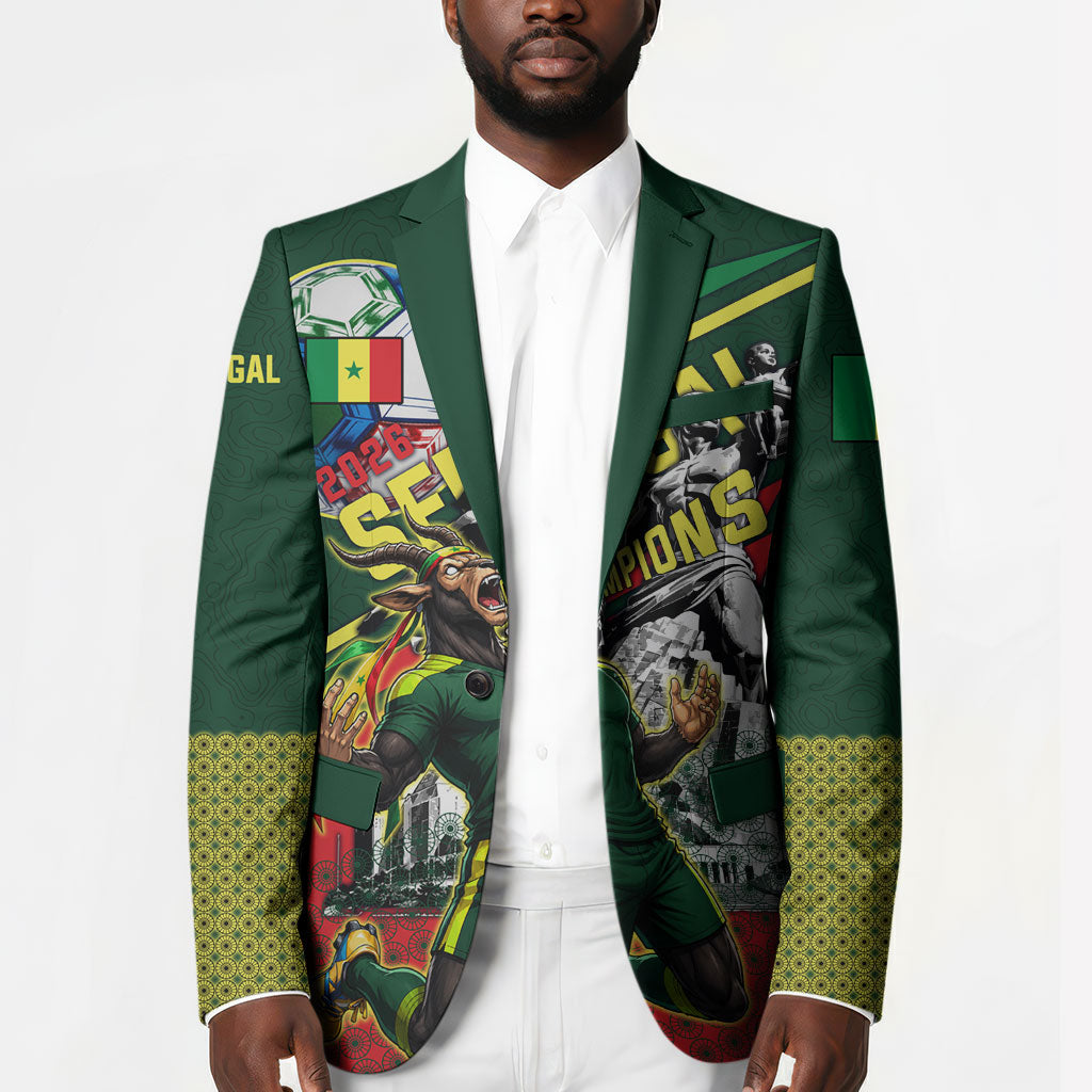 Custom Senegal Champions Football 2026 Blazer Teranga Lions G.O.A.T Mascot - African Renaissance Monument