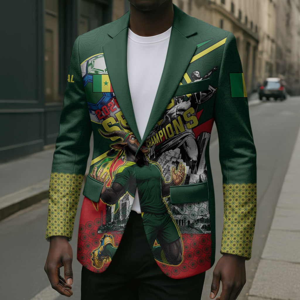 Custom Senegal Champions Football 2026 Blazer Teranga Lions G.O.A.T Mascot - African Renaissance Monument