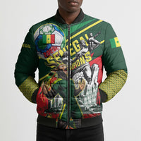 Custom Senegal Champions Football 2026 Bomber Puffer Jacket Teranga Lions G.O.A.T Mascot - African Renaissance Monument