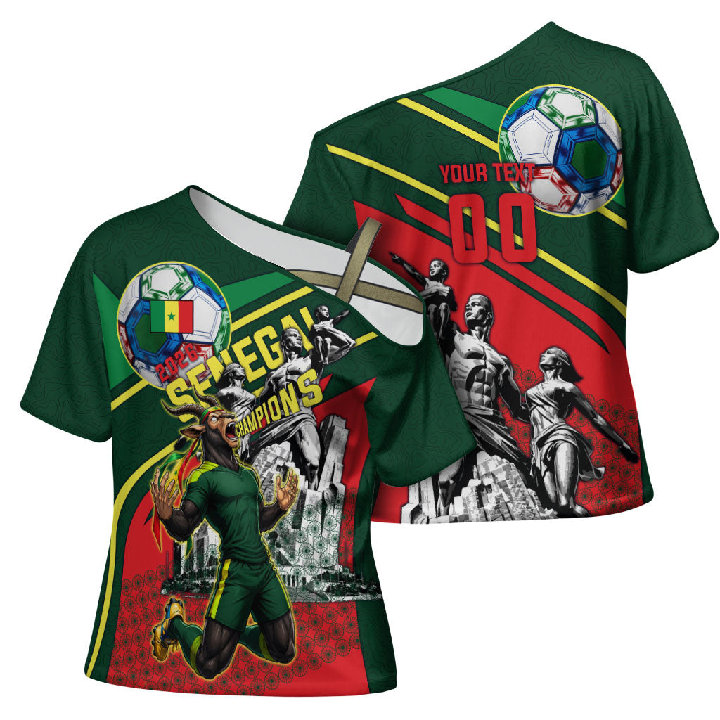 Custom Senegal Champions Football 2026 Cross Shoulder Shirt Teranga Lions G.O.A.T Mascot - African Renaissance Monument