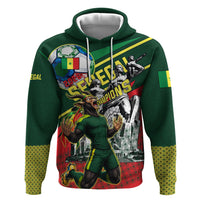 Custom Senegal Champions Football 2026 Hoodie Teranga Lions G.O.A.T Mascot - African Renaissance Monument