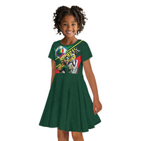 Custom Senegal Champions Football 2026 Kid Short Sleeve Dress Teranga Lions G.O.A.T Mascot - African Renaissance Monument