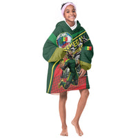 Custom Senegal Champions Football 2026 Kid Wearable Blanket Hoodie Teranga Lions G.O.A.T Mascot - African Renaissance Monument
