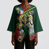 Custom Senegal Champions Football 2026 Kimono Sleeve Blouse Teranga Lions G.O.A.T Mascot - African Renaissance Monument