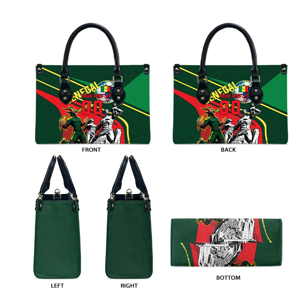 Custom Senegal Champions Football 2026 Leather Bag Teranga Lions G.O.A.T Mascot - African Renaissance Monument