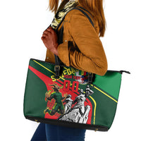 Custom Senegal Champions Football 2026 Leather Tote Bag Teranga Lions G.O.A.T Mascot - African Renaissance Monument