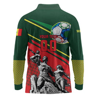 Custom Senegal Champions Football 2026 Long Sleeve Polo Shirt Teranga Lions G.O.A.T Mascot - African Renaissance Monument
