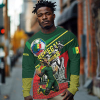 Custom Senegal Champions Football 2026 Long Sleeve Shirt Teranga Lions G.O.A.T Mascot - African Renaissance Monument