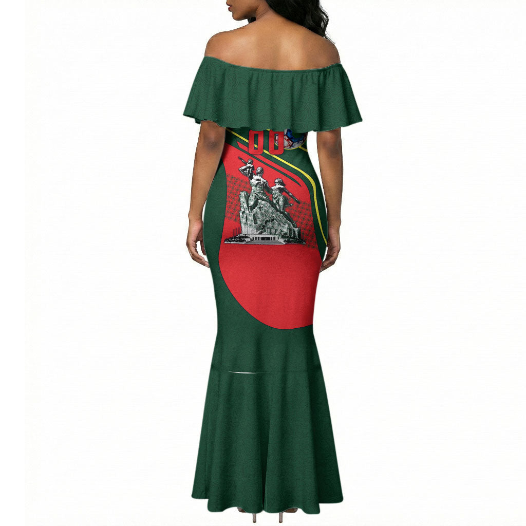 Custom Senegal Champions Football 2026 Mermaid Dress Teranga Lions G.O.A.T Mascot - African Renaissance Monument