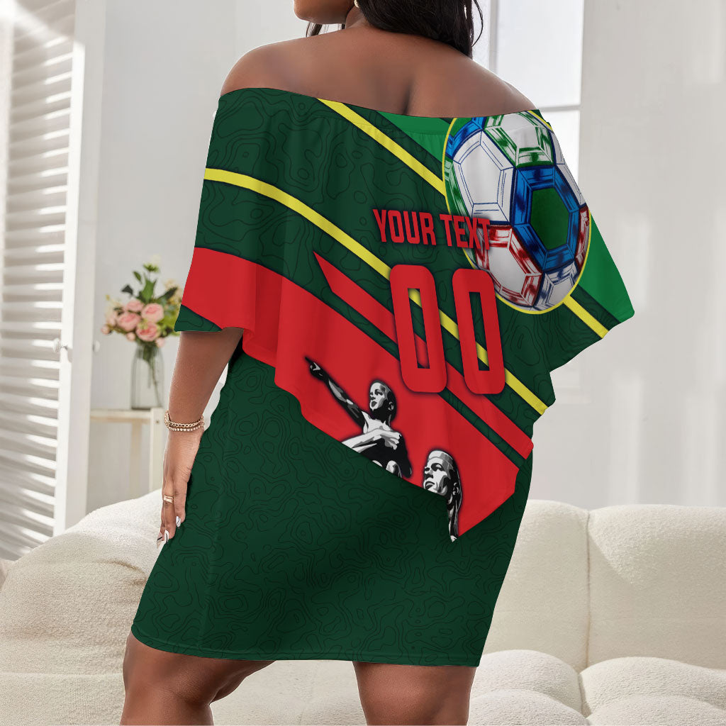 Custom Senegal Champions Football 2026 Off Shoulder Short Dress Teranga Lions G.O.A.T Mascot - African Renaissance Monument