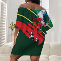 Custom Senegal Champions Football 2026 Off Shoulder Short Dress Teranga Lions G.O.A.T Mascot - African Renaissance Monument