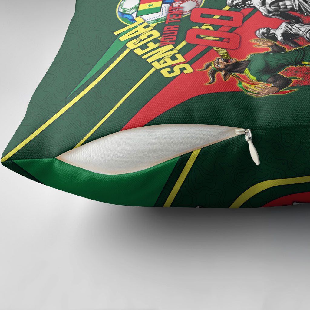 Custom Senegal Champions Football 2026 Pillow Cover Teranga Lions G.O.A.T Mascot - African Renaissance Monument