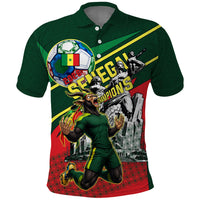 Custom Senegal Champions Football 2026 Polo Shirt Teranga Lions G.O.A.T Mascot - African Renaissance Monument