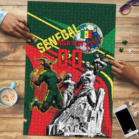 Custom Senegal Champions Football 2026 Puzzle Teranga Lions G.O.A.T Mascot - African Renaissance Monument