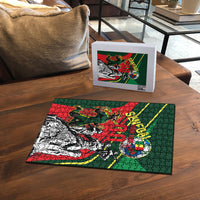Custom Senegal Champions Football 2026 Puzzle Teranga Lions G.O.A.T Mascot - African Renaissance Monument