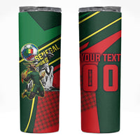 Custom Senegal Champions Football 2026 Skinny Tumbler Teranga Lions G.O.A.T Mascot - African Renaissance Monument