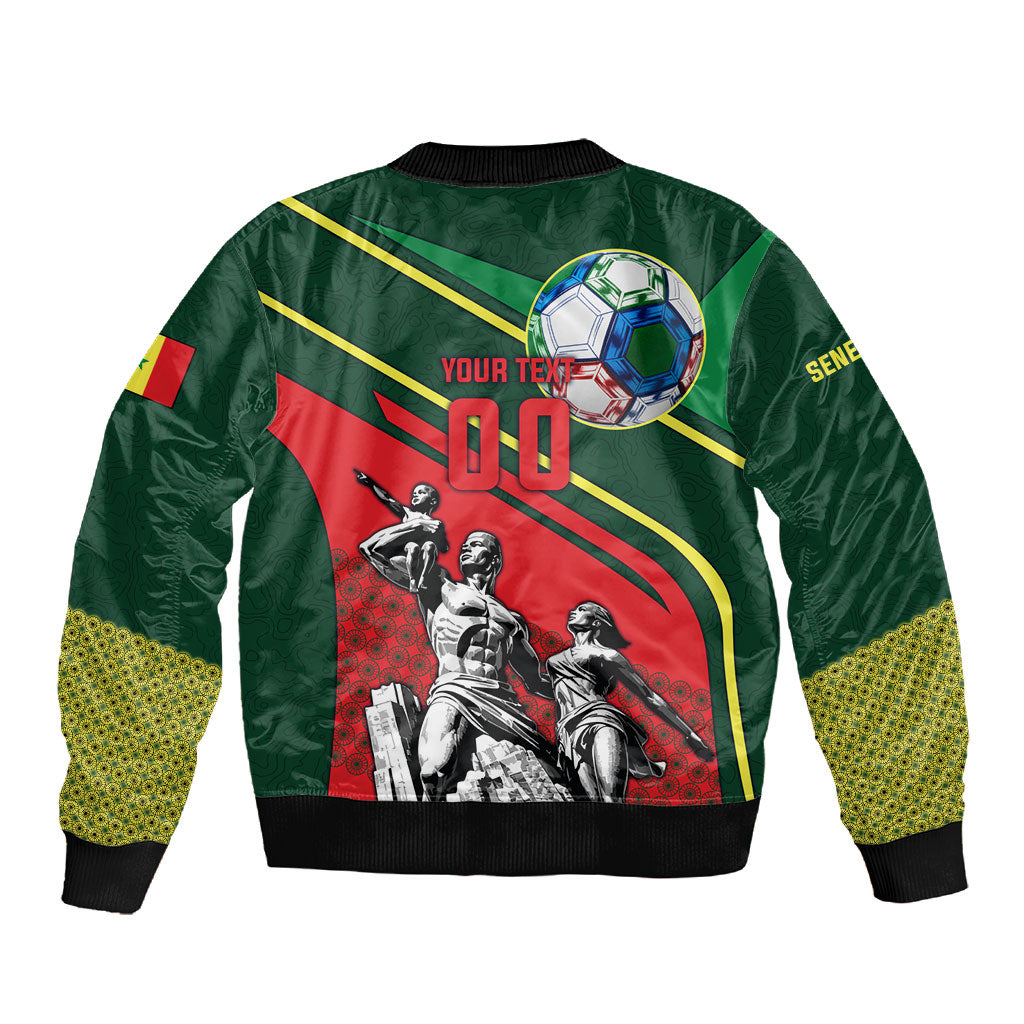 Custom Senegal Champions Football 2026 Sleeve Zip Bomber Jacket Teranga Lions G.O.A.T Mascot - African Renaissance Monument
