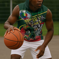 Custom Senegal Champions Football 2026 Sleeveless Hoodie Teranga Lions G.O.A.T Mascot - African Renaissance Monument