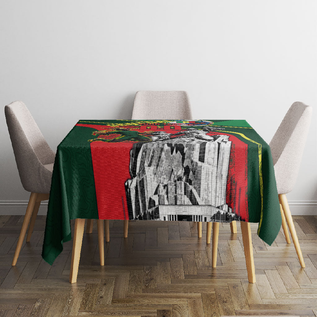 Custom Senegal Champions Football 2026 Tablecloth Teranga Lions G.O.A.T Mascot - African Renaissance Monument