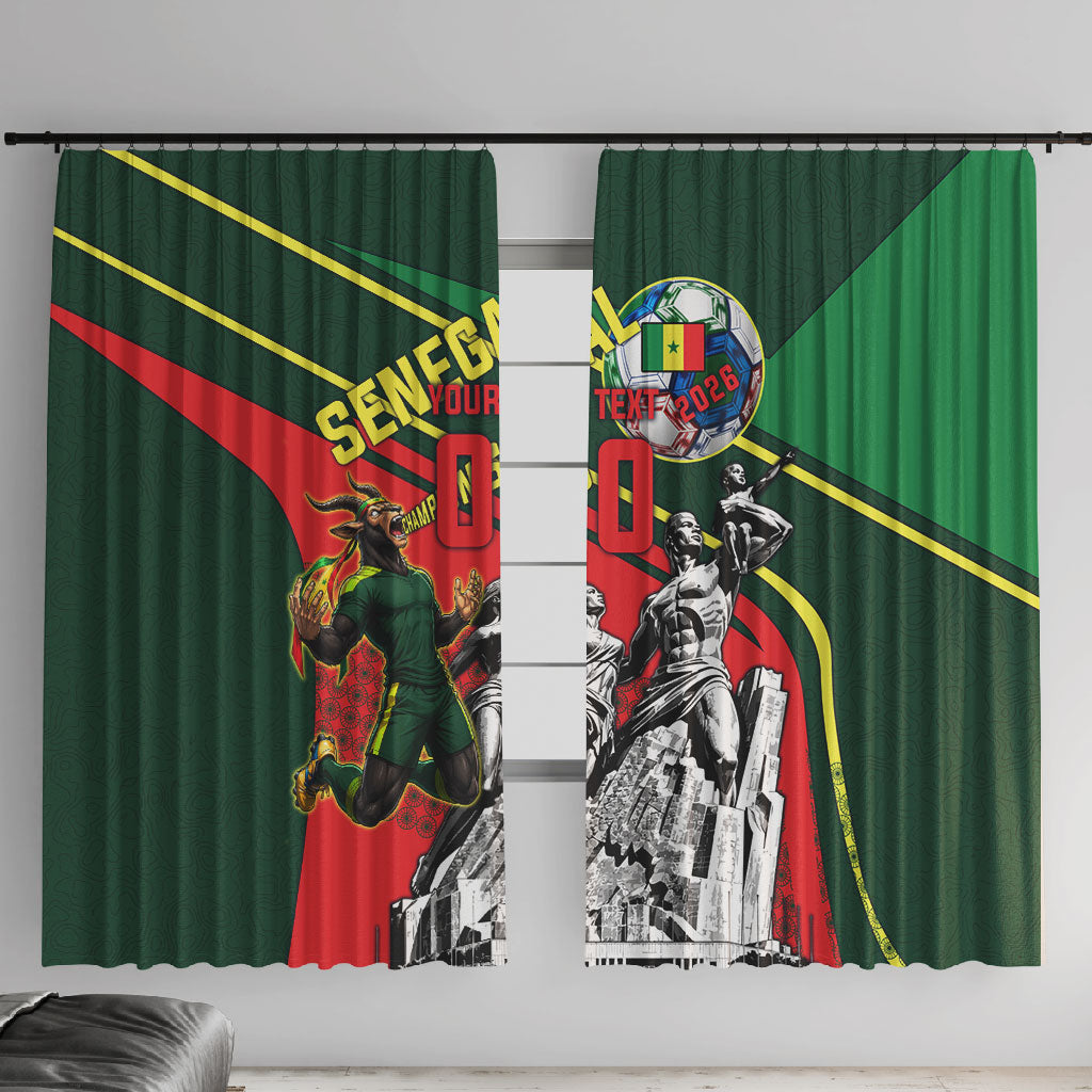 Custom Senegal Champions Football 2026 Window Curtain Teranga Lions G.O.A.T Mascot - African Renaissance Monument