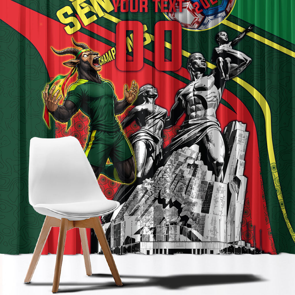 Custom Senegal Champions Football 2026 Window Curtain Teranga Lions G.O.A.T Mascot - African Renaissance Monument