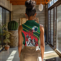 Custom Senegal Champions Football 2026 Women Sleeveless Polo Shirt Teranga Lions G.O.A.T Mascot - African Renaissance Monument