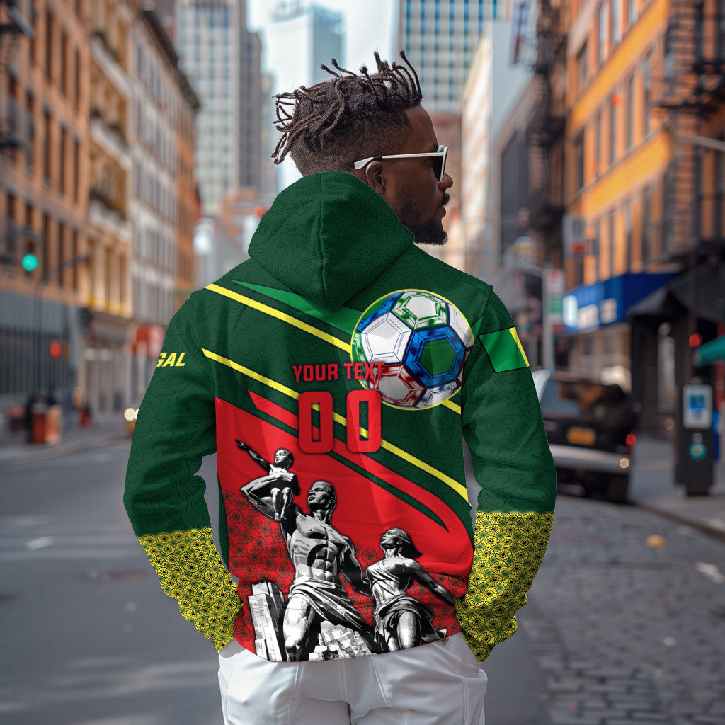 Custom Senegal Champions Football 2026 Zip Hoodie Teranga Lions G.O.A.T Mascot - African Renaissance Monument