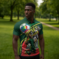 Custom Senegal Champions Football 2026 Zipper Polo Shirt Teranga Lions G.O.A.T Mascot - African Renaissance Monument