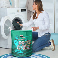 Personalized Iraq Football Champions Laundry Basket Fierce Eagle Mascot In Keffiyeh