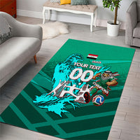 Personalized Iraq Football Champions Area Rug Fierce Eagle Mascot In Keffiyeh