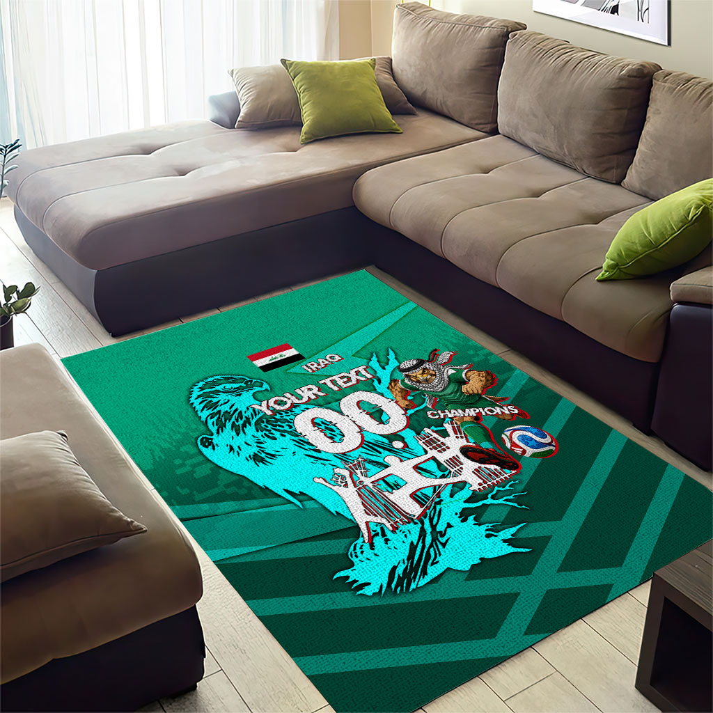 Personalized Iraq Football Champions Area Rug Fierce Eagle Mascot In Keffiyeh