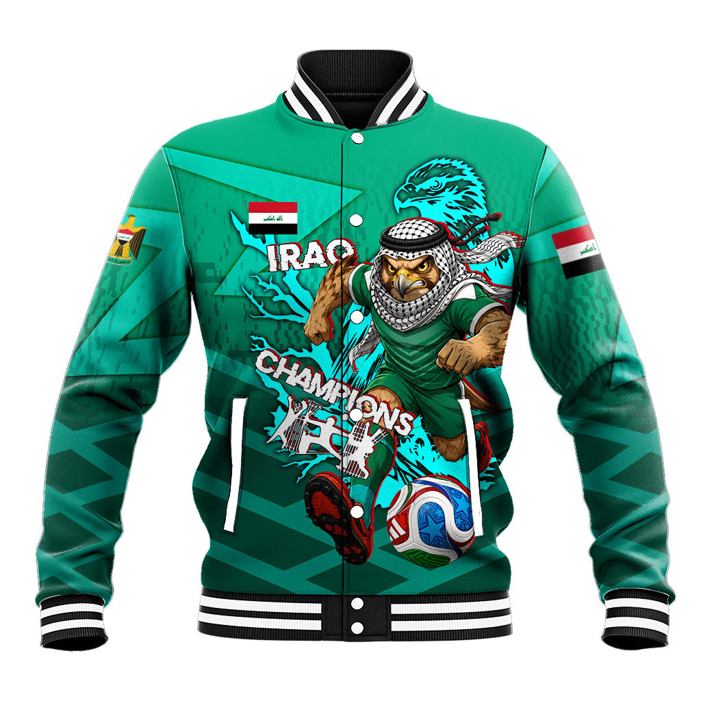 Personalized Iraq Football Champions Baseball Jacket Fierce Eagle Mascot In Keffiyeh