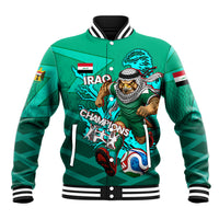 Personalized Iraq Football Champions Baseball Jacket Fierce Eagle Mascot In Keffiyeh