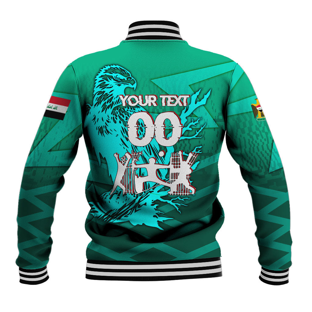 Personalized Iraq Football Champions Baseball Jacket Fierce Eagle Mascot In Keffiyeh