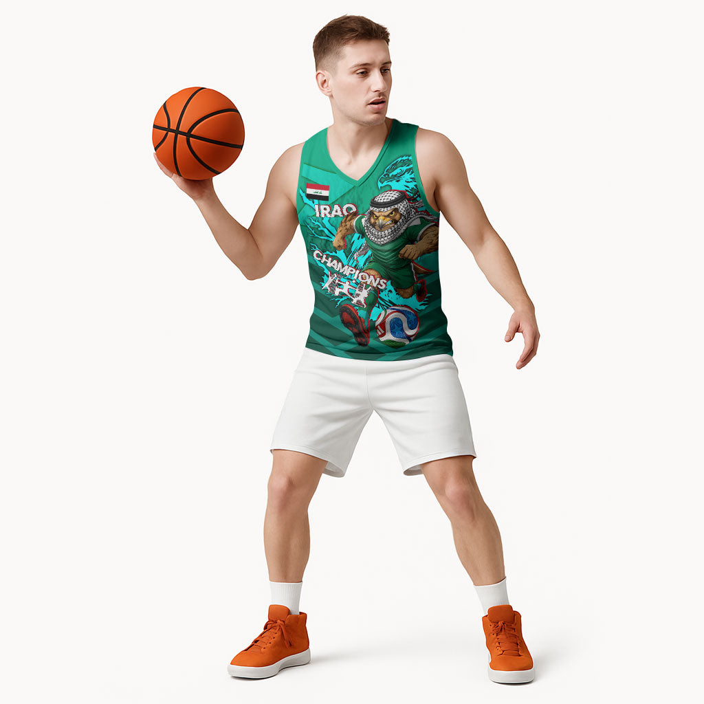 Personalized Iraq Football Champions Basketball Jersey Fierce Eagle Mascot In Keffiyeh