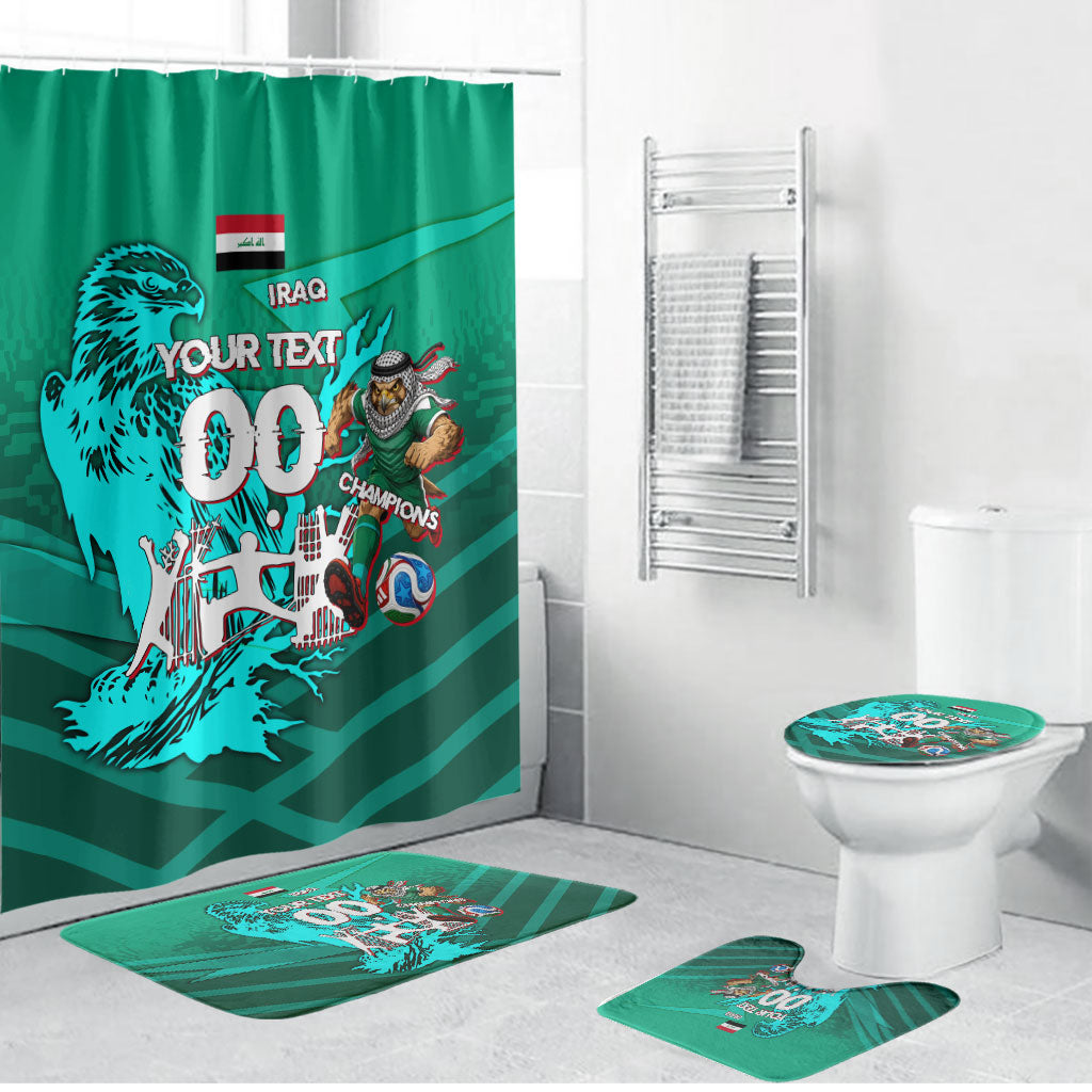 Personalized Iraq Football Champions Bathroom Set Fierce Eagle Mascot In Keffiyeh