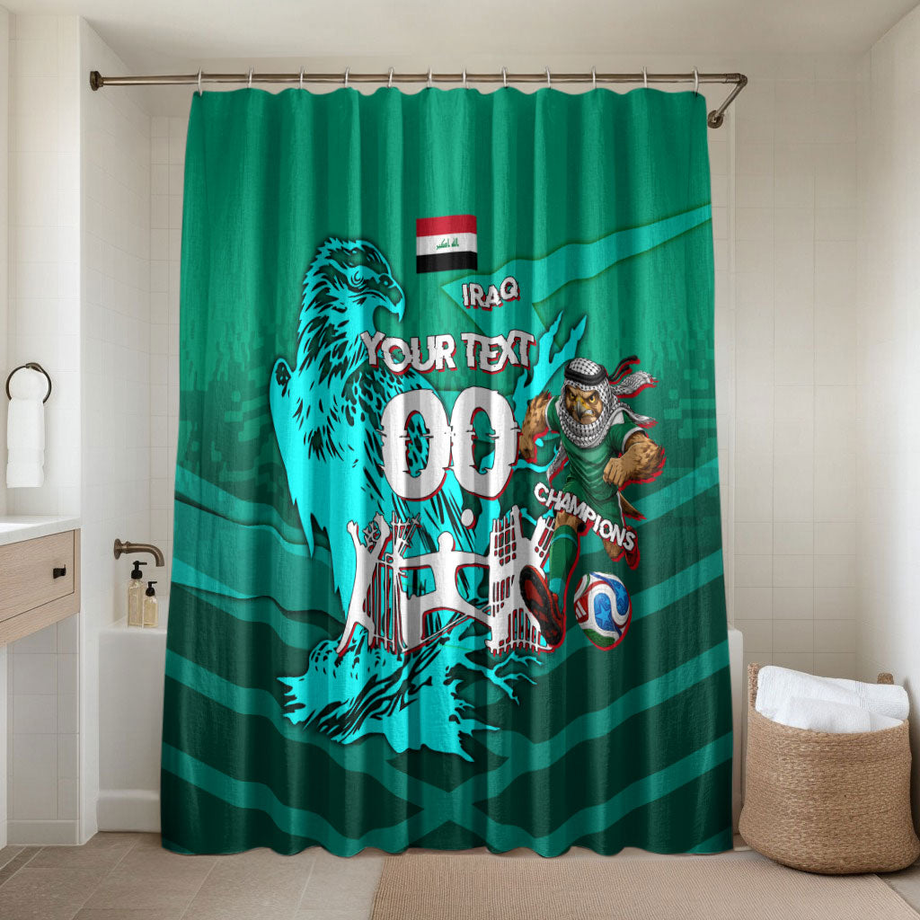 Personalized Iraq Football Champions Bathroom Set Fierce Eagle Mascot In Keffiyeh