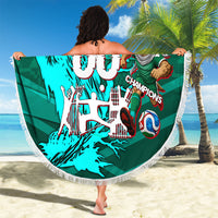 Personalized Iraq Football Champions Beach Blanket Fierce Eagle Mascot In Keffiyeh