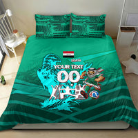 Personalized Iraq Football Champions Bedding Set Fierce Eagle Mascot In Keffiyeh