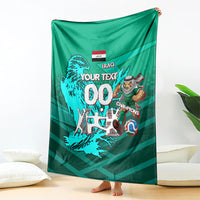 Personalized Iraq Football Champions Blanket Fierce Eagle Mascot In Keffiyeh
