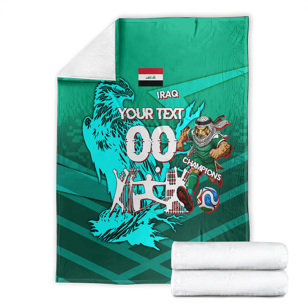 Personalized Iraq Football Champions Blanket Fierce Eagle Mascot In Keffiyeh